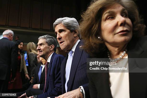 Department of Commerce General Counsel Cameron Kerry, his brother Sen. John Kerry and John Kerry's wife Teresa Heinz Kerry arrive for Sen. Kerry's...