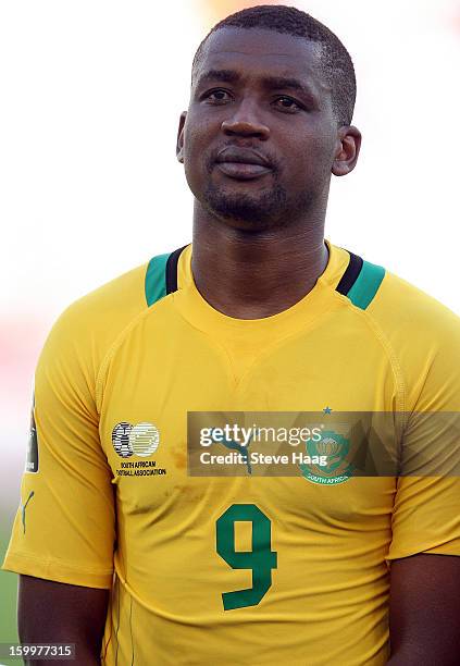 Katlego Mphela of South Africa during the 2013 African Cup of Nations match between South Africa and Angola at Moses Mahbida Stadium on January 23,...