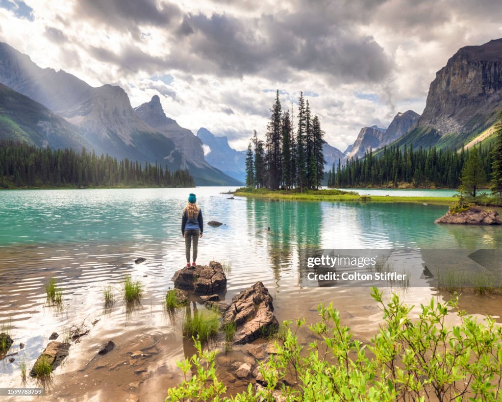 Early Morning at Spirit Island on Maligne Lake in Jasper National Park, Alberta.