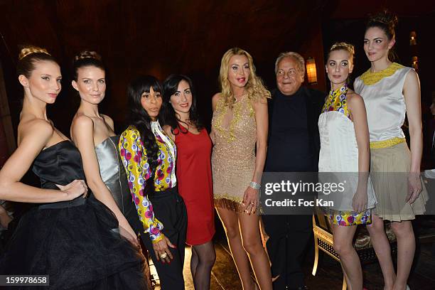 Mia Frye , Rowena Forrest, Valeria Marini Massimo Gargia and models attend the Lady R by Rowena Forrest: Show & Dinner - Paris Fashion Week...