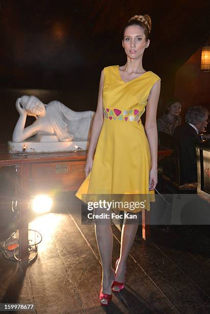 Model dressed by Rowena Forrest walks the runway during Rowena Forrest: Show & Dinner - Paris Fashion Week Haute-Couture Spring/Summer 2013 at Lady R...