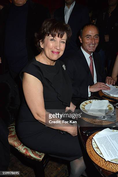Roselyne Bachelot and Herve Michel Dansac attend the Lady R by Rowena Forrest: Show & Dinner - Paris Fashion Week Haute-Couture Spring/Summer 2013 at...
