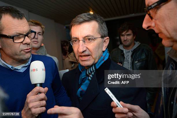 Former Rabobank team doctor Geert Leinders speaks to journalists after a hearing of the Belgian Royal Cycling Association in Brussels, on January 24,...