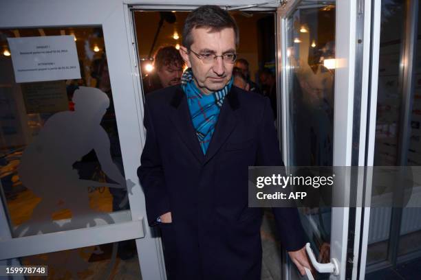 Former Rabobank team doctor Geert Leinders leaves after a hearing of the Belgian Royal Cycling Association in Brussels, on January 24, 2013....