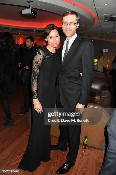 Minnie Driver and Stephen Merchant attend the European Premiere of 'I Give It A Year' at Vue West End on January 24, 2013 in London, England.