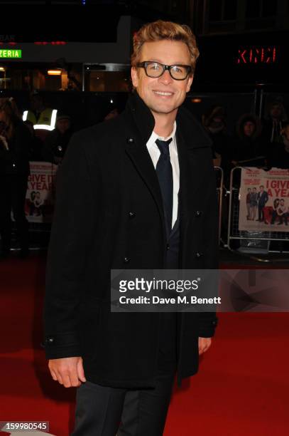 Actor Simon Baker attends the European Premiere of 'I Give It A Year' at Vue West End on January 24, 2013 in London, England.