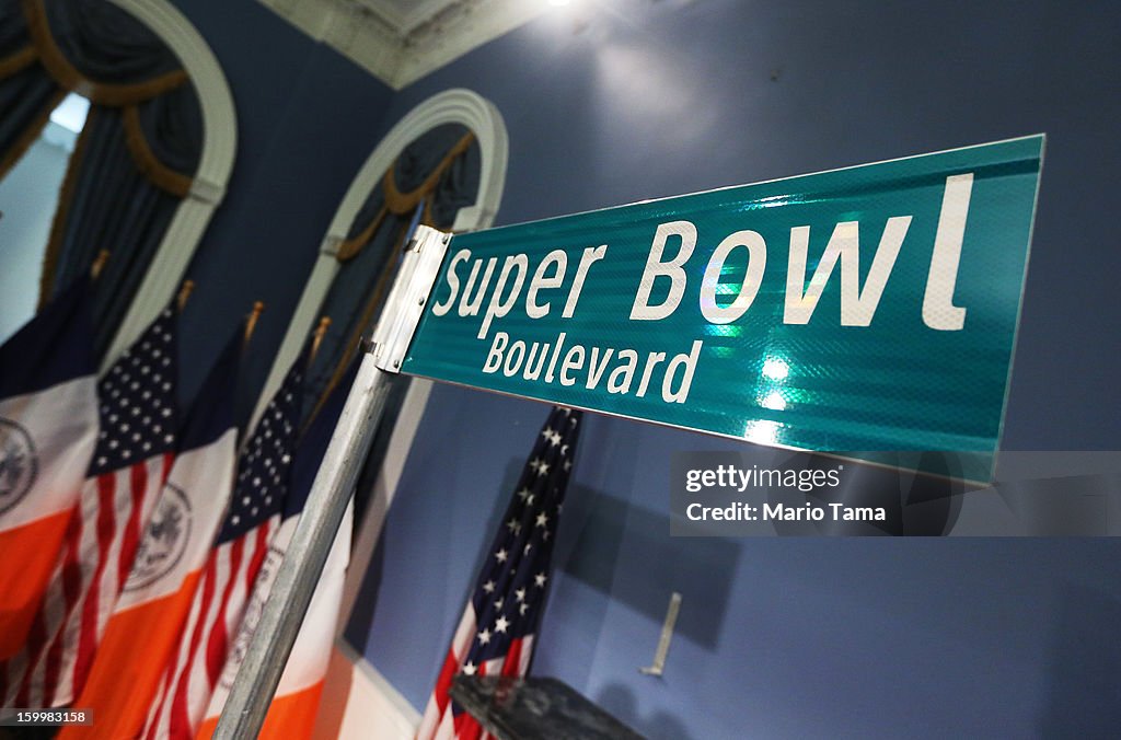 Mayor Bloomberg And NFL Commissioner Goodell Discuss 2014 Super Bowl Plans