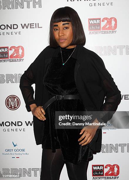 Singer VV Brown attends the Raymond Weil pre-Brit Awards dinner and 20th anniversary celebration of War Child at The Mosaica on January 24, 2013 in...