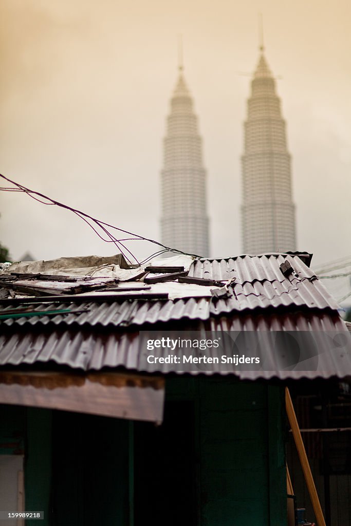 Tin roofs in front of Petronas Towers