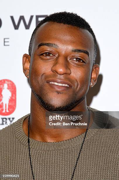 Oritse Williams of JLS attends the Raymond Weil pre-Brit Awards dinner and 20th anniversary celebration of War Child at The Mosaica on January 24,...