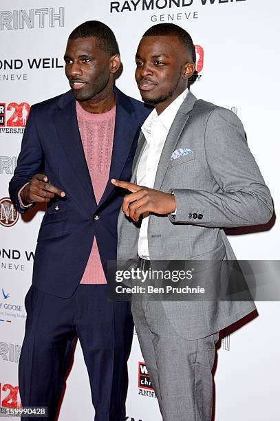Wretch 32 attends the Raymond Weil pre-Brit Awards dinner and 20th anniversary celebration of War Child at The Mosaica on January 24, 2013 in London,...