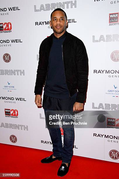Reggie Yates attends the Raymond Weil pre-Brit Awards dinner and 20th anniversary celebration of War Child at The Mosaica on January 24, 2013 in...