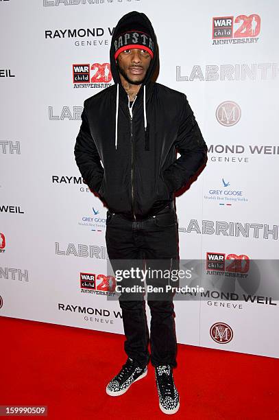 Angel attends the Raymond Weil pre-Brit Awards dinner and 20th anniversary celebration of War Child at The Mosaica on January 24, 2013 in London,...