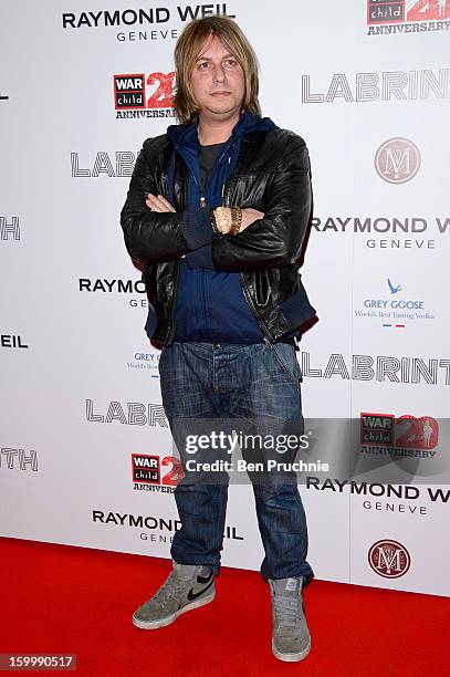 Jake Gosling attends the Raymond Weil pre-Brit Awards dinner and 20th anniversary celebration of War Child at The Mosaica on January 24, 2013 in...