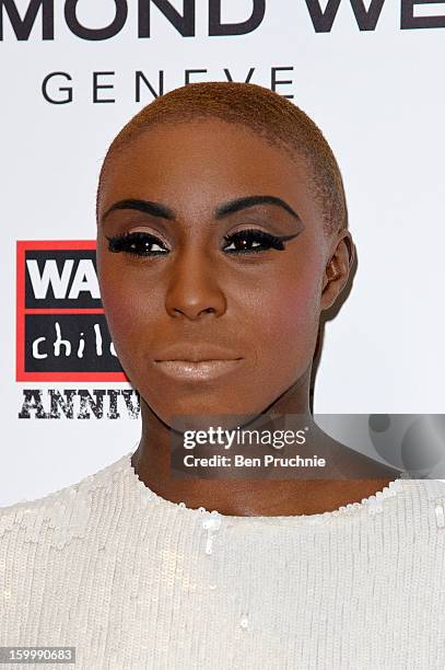 Laura Mvula attends the Raymond Weil pre-Brit Awards dinner and 20th anniversary celebration of War Child at The Mosaica on January 24, 2013 in...