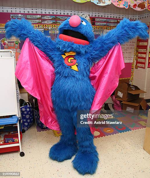 Sesame Street Live's Super Grover teach children from WHEDCo how to be super heroes on January 24, 2013 in New York City.