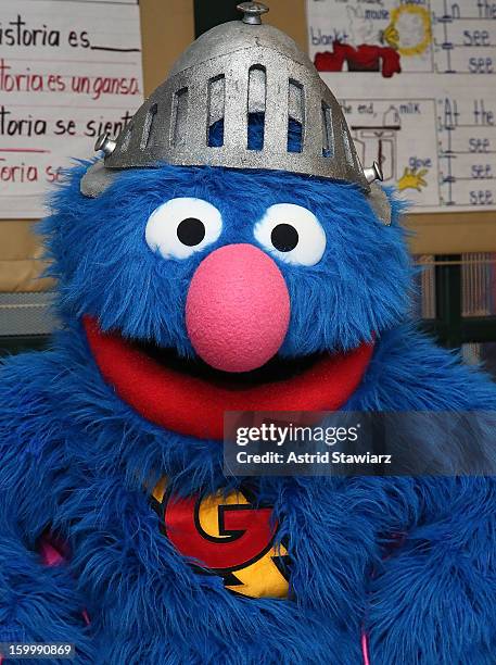 Sesame Street Live's Super Grover teach children from WHEDCo how to be super heroes on January 24, 2013 in New York City.