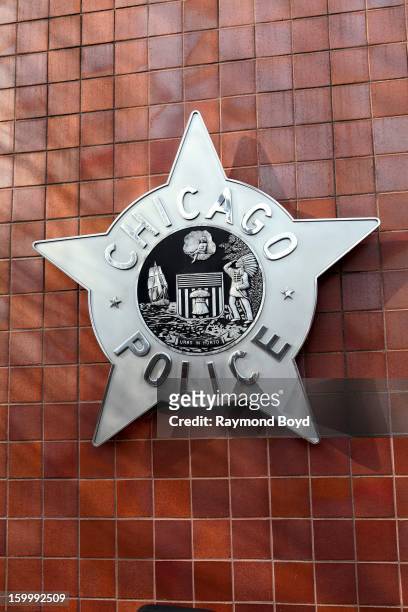 Chicago Police badge, is displayed on front of the City Of Chicago Public Safety Headquarters, in Chicago, Illinois on JANAURY 19, 2013