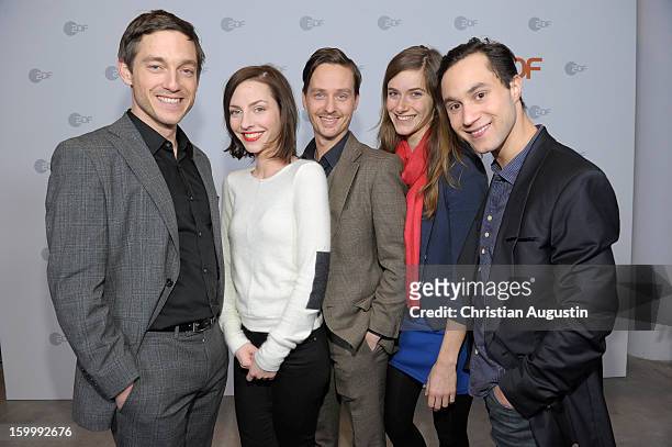 Volker Bruch , Katharina Schuettler, Tom Schilling, Miriam Stein and Ludwig Trepte attend Photocall of TV-Production "Unsere Muetter, unsere Vaeter"...