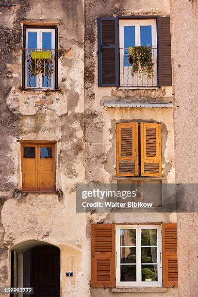 haute-corse, corsica, town detail - haute corse stock pictures, royalty-free photos & images