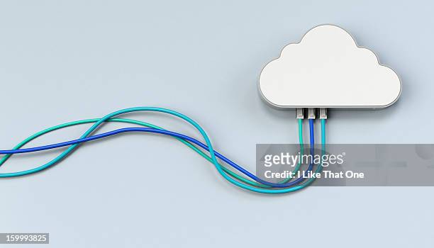 computer hard drive with three cables coming out o - cloud computing stock pictures, royalty-free photos & images
