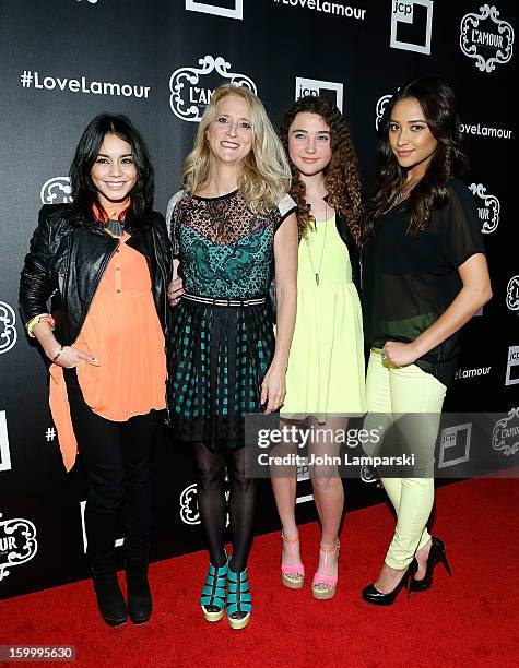 Vanessa Hudgens, Nanette Lepore, Violet Lepore and Shay Mitchell attend JCPenney and Nanette Lepore Launch Event for L'Amour by Nanette Lepore at...