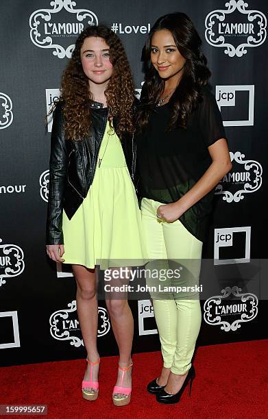 Violet Lepore and Shay Mitchell attend JCPenney and Nanette Lepore Launch Event for L'Amour by Nanette Lepore at Good Units on January 24, 2013 in...