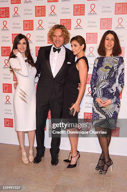 Paz Vega, Peter Dundas, Clotilde Courau and Olivia Magnani attend the Sidaction Gala Dinner 2013 at Pavillon d'Armenonville on January 24, 2013 in...
