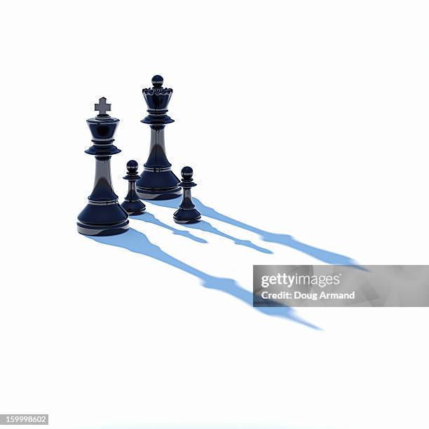 king,queen and two pawn chess pieces - pawn chess piece stock pictures, royalty-free photos & images