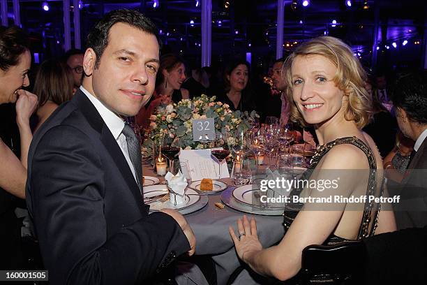 Laurent Lafitte and Alexandra Lamy attend the Sidaction Gala Dinner 2013 at Pavillon d'Armenonville on January 24, 2013 in Paris, France.