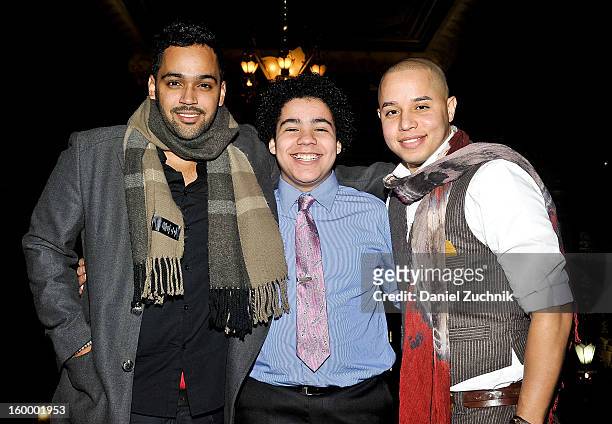 Rayniel Rufino, Antonio Ortiz and John Rafael Peralta attend the "Trouble In The Heights" New York Premiere at United Palace Theater on January 24,...