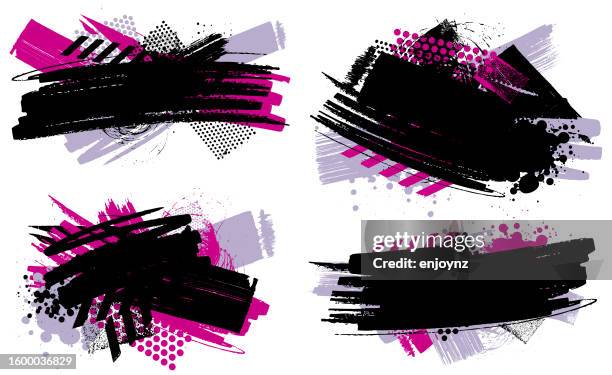 modern black and pink grunge textures and patterns vector - city life stock illustrations
