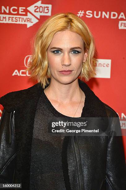 Actress January Jones attends the "Sweetwater" Premiere during the 2013 Sundance Film Festival at Eccles Center Theatre on January 24, 2013 in Park...