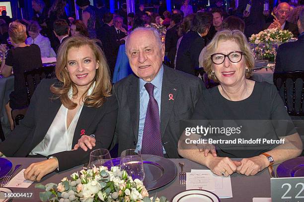 Valerie Trierweiler, Pierre Berge and French Research Minister, Genevieve Fioraso, attend the Sidaction Gala Dinner 2013 at Pavillon d'Armenonville...