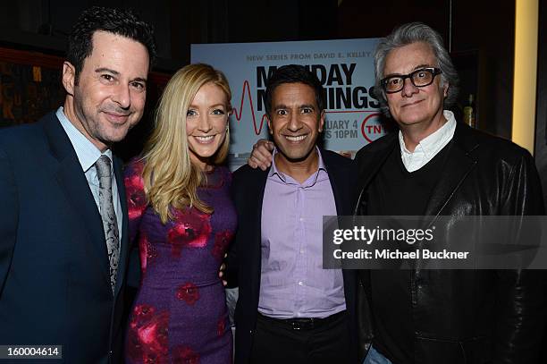 Actor Jonathan Silverman, actress Jennifer Finnigan, writer/executive producer Dr. Sanjay Gupta and executive producer Bill D'Elia attend "Monday...