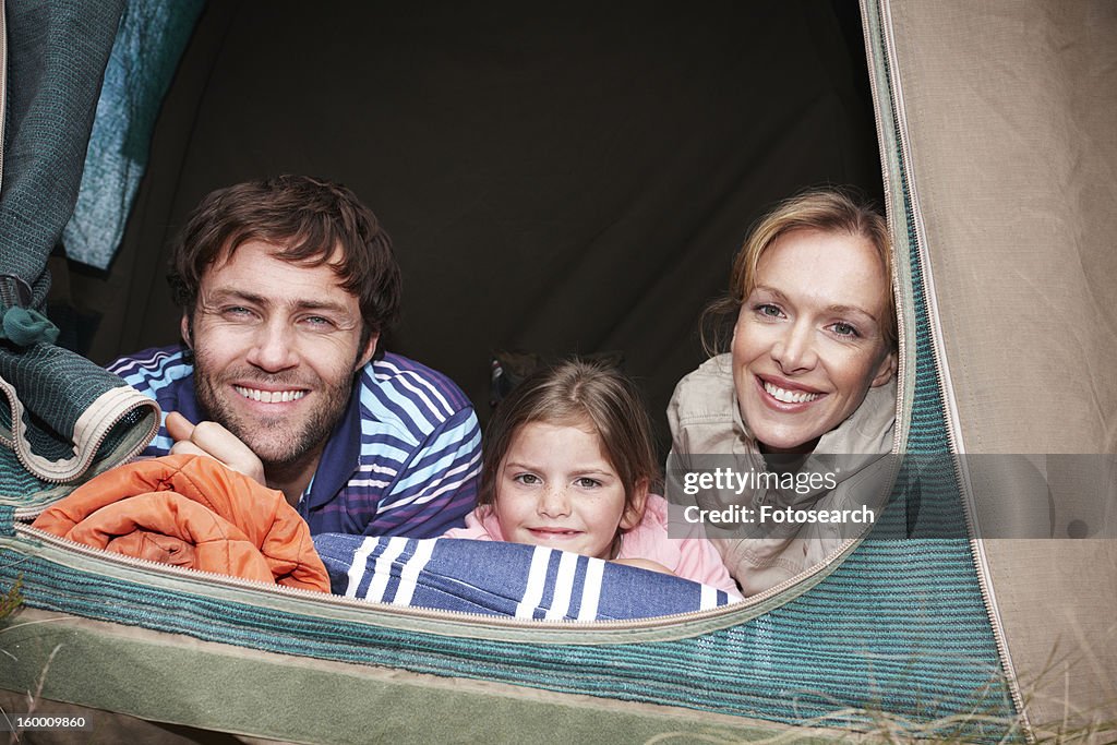 Happy family camping