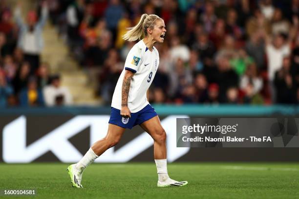 Rachel Daly of England celebrates after scoring during the penalty shoot out during the FIFA Women's World Cup Australia & New Zealand 2023 Round of...