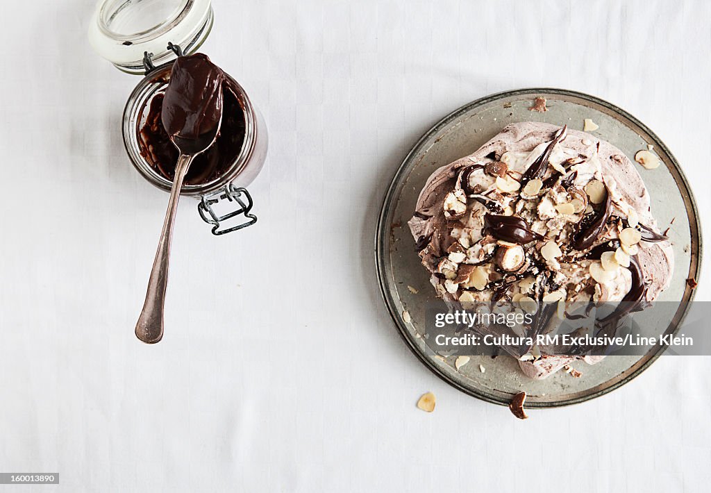 Plate of chocolate mud cake