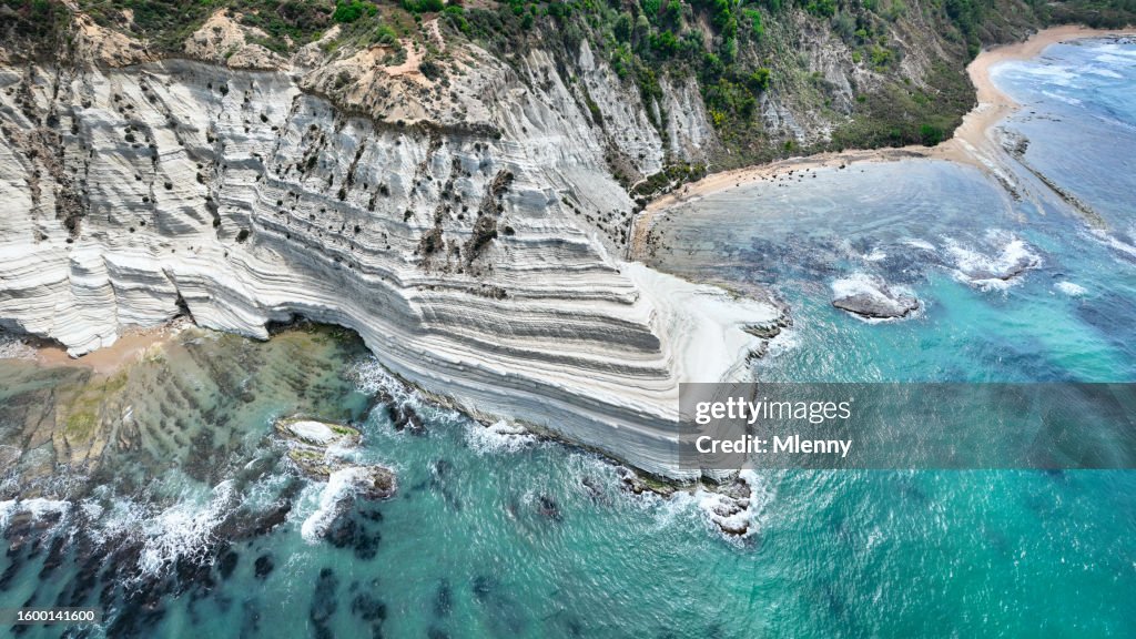 Scala dei Turchi Sicily Stair of the Turks Italy Aerial Panorama