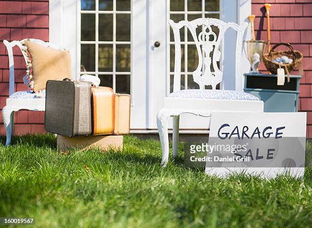 usa, new jersey, mendham, garage sale - garage sale stock pictures, royalty-free photos & images