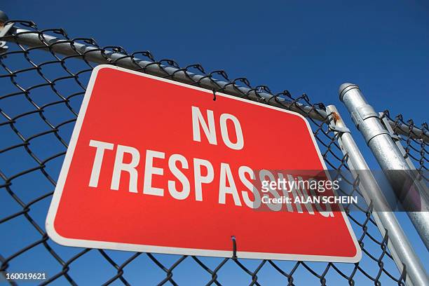 usa, new york state, new york city, low angle view of no trespassing sign - keep out sign stock pictures, royalty-free photos & images