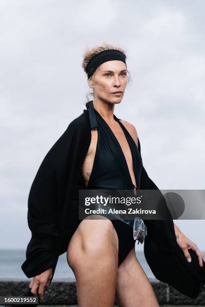 Model walks the runway at the Saks Potts show during the Copenhagen Fashion Week Spring/Summer 2024 on August 07, 2023 in Copenhagen, Denmark.