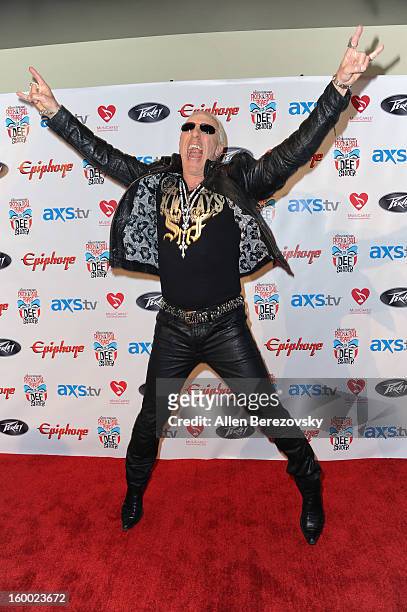 Recording artist Dee Snider arrives at the Revolver/Guitar World Rock & Roll roast of Dee Snider at City National Grove of Anaheim on January 24,...