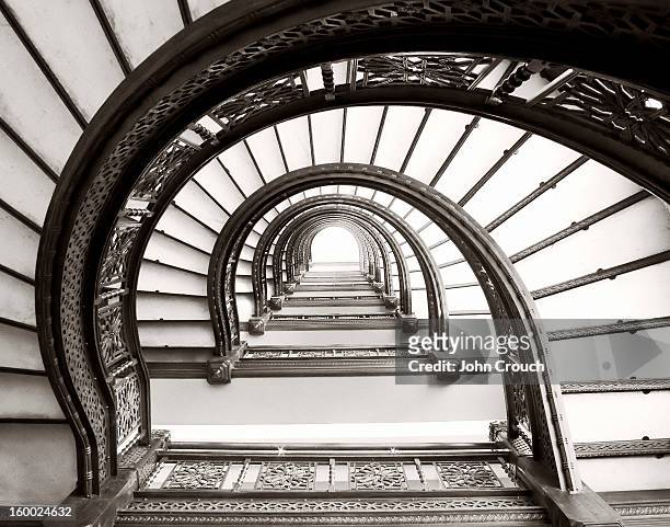 The Rookery building in Chicago features a spiral staircase and is of oriel design. It cantilevers over the famous lobby which was designed by Frank...