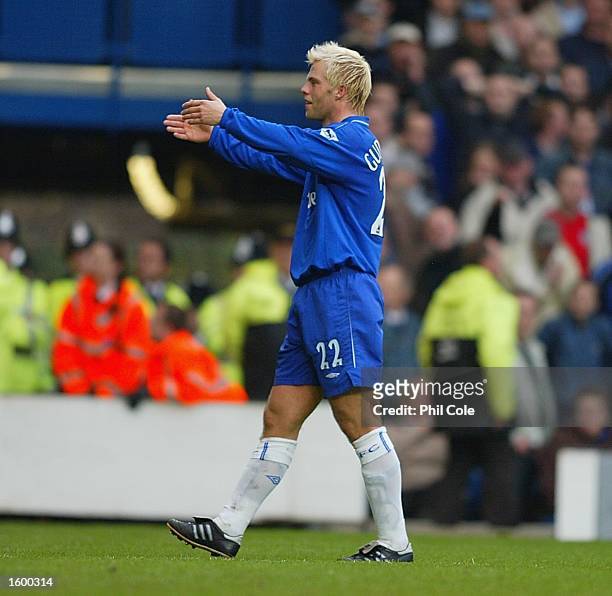 Eidur Gudjohnson of Chelsea celabrates his second goal during the FA Barclaycard Priemership match between Chelsea and Birmingham City at Stamford...