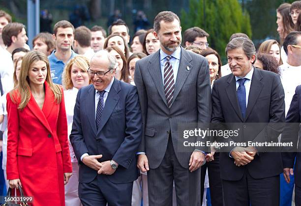 Prince Felipe of Spain and Princess Letizia of Spain are seen visiting 'Eyes Institute Fernandez Vega' on January 24, 2013 in Oviedo, Spain.