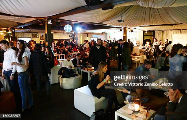 Atmosphere during FIAT Panda 4x4 event at the FIAT Open Lounge on January 24, 2013 in Milan, Italy.