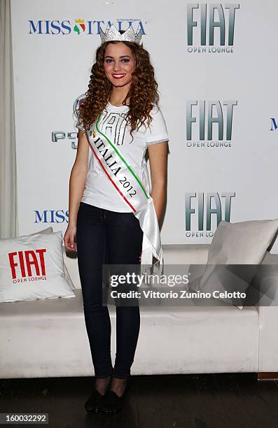 Miss Italia Giusy Buscemi attends FIAT Panda 4x4 event at the FIAT Open Lounge on January 24, 2013 in Milan, Italy.