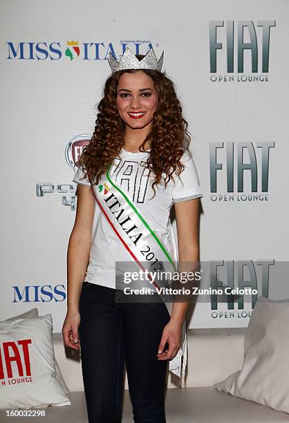 Miss Italia Giusy Buscemi attends FIAT Panda 4x4 event at the FIAT Open Lounge on January 24, 2013 in Milan, Italy.