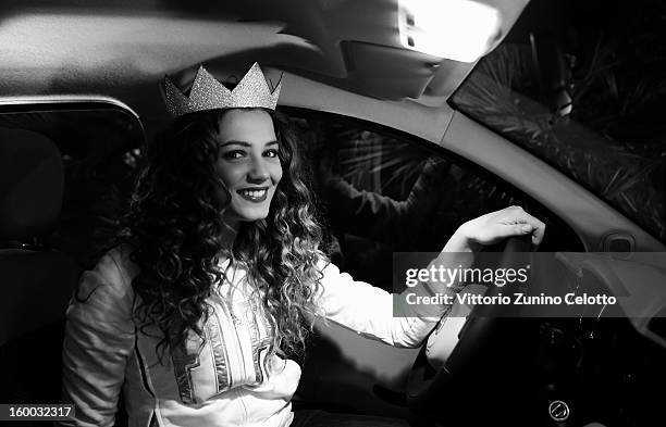 Miss Italia Giusy Buscemi attends FIAT Panda 4x4 event at the FIAT Open Lounge on January 24, 2013 in Milan, Italy.